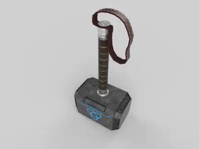 Mjolnir thor hammer with lights Low-poly 3D model