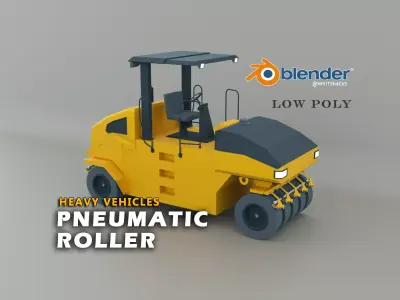 Pneumatic Roller - Heavy Vehicle Low-poly 3D model