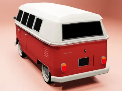 1966 VW Split Screen Camper Van Low-poly 3D model