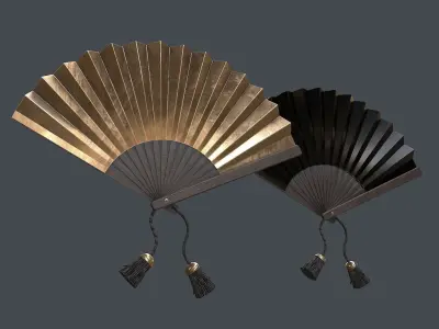 Japanese War Fan Prop PBR Low-poly 3D model
