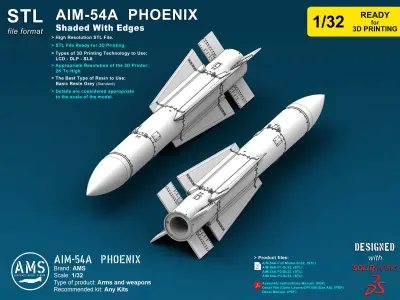 AIM-54A Phoenix - Scale 1-32 3D print model