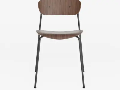 Industrial Dining Chair 3D Model Plywood Seat with Metal Frame 3D model
