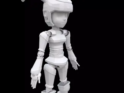 Robo Girl  Low poly 3Dmodel Low-poly 3D model