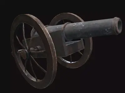 Medieval Cannon V02 Old Low-poly 3D model