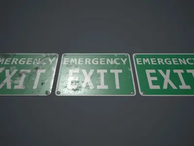Plastic Exit Sign 3 PBR Game Ready Low-poly 3D model