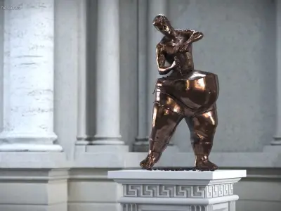 Man Sculpting Body Statue Bronze 3D model