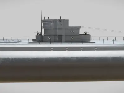 Submarine Low-poly 3D model 8