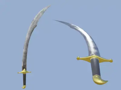 Scimitar curved sword Low-poly 3D model