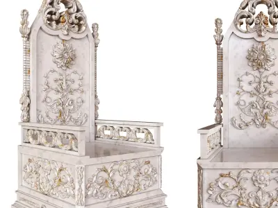 Stone throne with carved elements 3D model