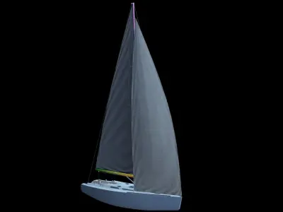 Yacht sailboat Low-poly 3D model