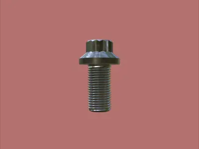 Steel Stained M5 12 Point Bolt 4K PBR 3D model