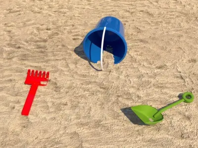 Beach toys sand Free low-poly 3D model