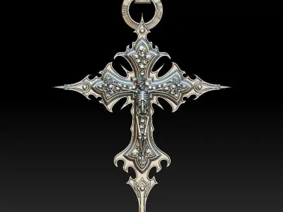 Crucifix of the skeleton 3D model