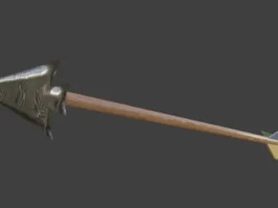 Arrow arrowhead with wooden handle 3D model