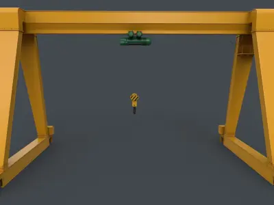 PBR Single Girder Gantry Crane V1 - YELLOW Low-poly 3D model