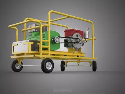 MOBILE DIESEL GENERATOR ELECTRIC STARTING PUSH PULL WAGON CART 3D model