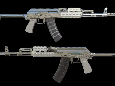 Ak-74 two ak - rifles Low-poly 3D model