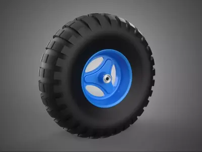 BLUE RIM RUBBER WHEEL TIRE TYRE HUB BEARING CART PNEUMATIC TREAD 3D model