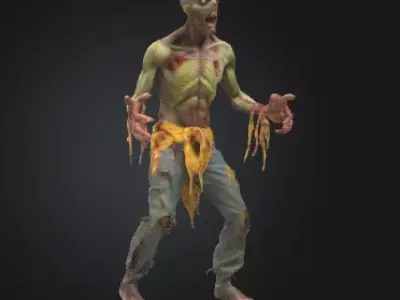 Zombie 3D Model Realistic Horror Sculpture Free 3D print model purchase