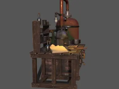 Steampunk Refinery 3D model
