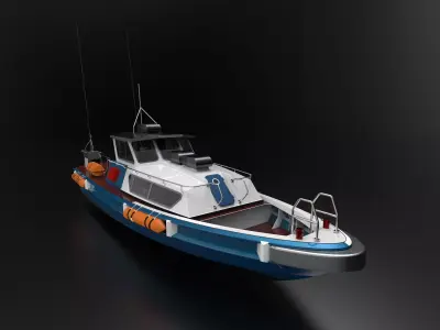 Allumunium Patrol Boat  Low-poly 3D model