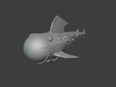 Steampunk  submarine Low-poly 3D model