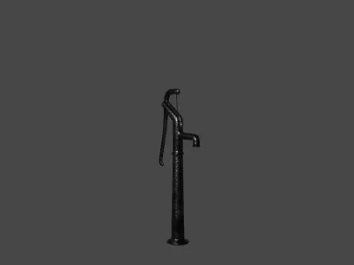 Game ready low poly tall water hand pump Low-poly 3D model