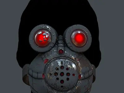 Gas mask helmet 3d model scifi Low-poly  Low-poly 3D model 71