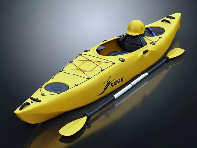 Yellow kayak 3D model