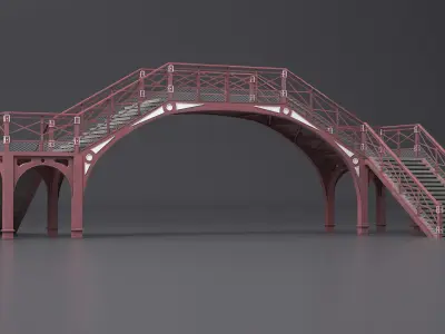Retro Railway Pedestrian Bridge 3D model