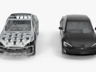 Tesla Model S and Frame Rigged Collection 3D model