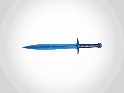 Runic Blue Steel Sword - Fantasy Weapon 3D Model Low-poly 3D model