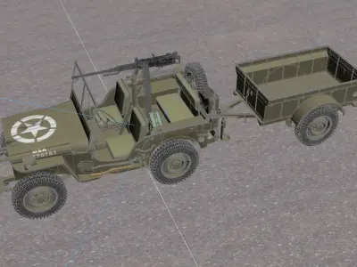 Willys MB with Machine gun 3D model