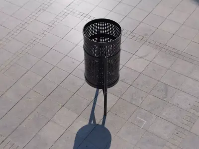 Trash Can Outdoor Metal Round Low-poly 3D model