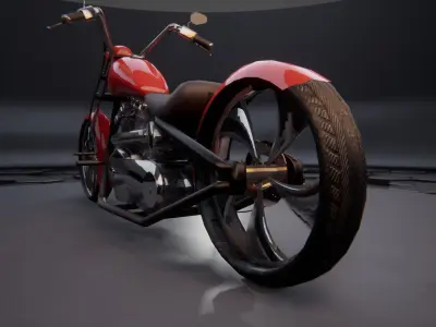 Chopper Motorcycle Low-poly 3D model
