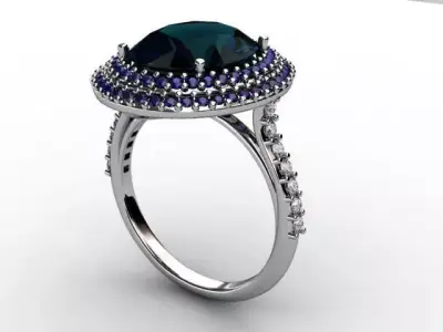 Oval stone Ring 3D model