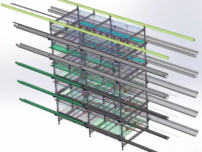 Automated chicken cages 3D model
