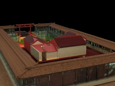 Chinese ancient house  3D model 6