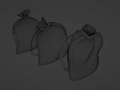 Set of 3 LowPoly Bags Low-poly 3D model