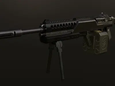 Machine gun Low-poly 3D model get