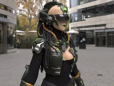 Cyborg Android Girl machine Low-poly 3D model