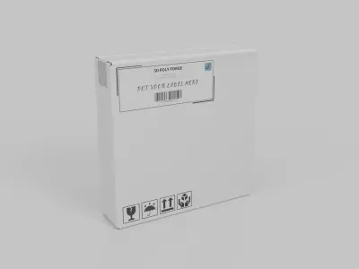 White Cardboard Box R-144 - Rigged and Customizable Low-poly 3D model