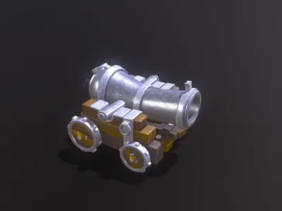 Cannon Low-poly 3D model metal Free low-poly 3D model