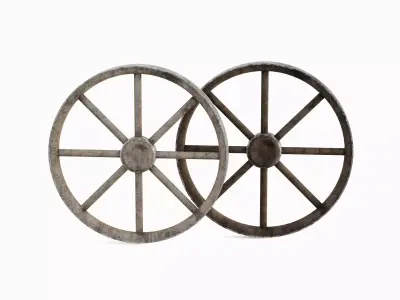Western Wooden Wheel Set 3D model
