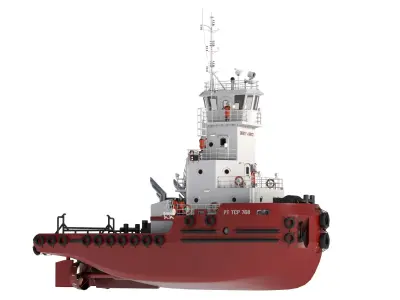 Articulated tug boat Red 3D model