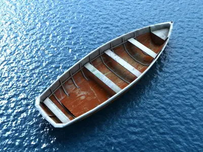 Wooden Boat Low-poly 3D model
