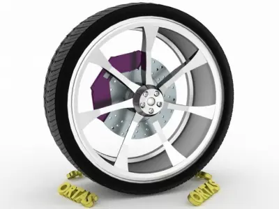ORTAS CAR WHEEL RIM 131 GAME READY WHEEL RIM TIRE 3D model