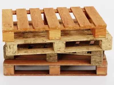 Pallets - 4 Wooden Shipping Platform Set 3D model