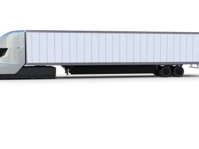 Tesla Truck Silver w trailer 3D model