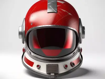 Retro Space Helmet with Red Visor 3D model